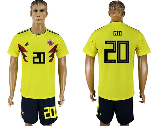 Colombia #20 Gio Home Soccer Country Jersey - Click Image to Close